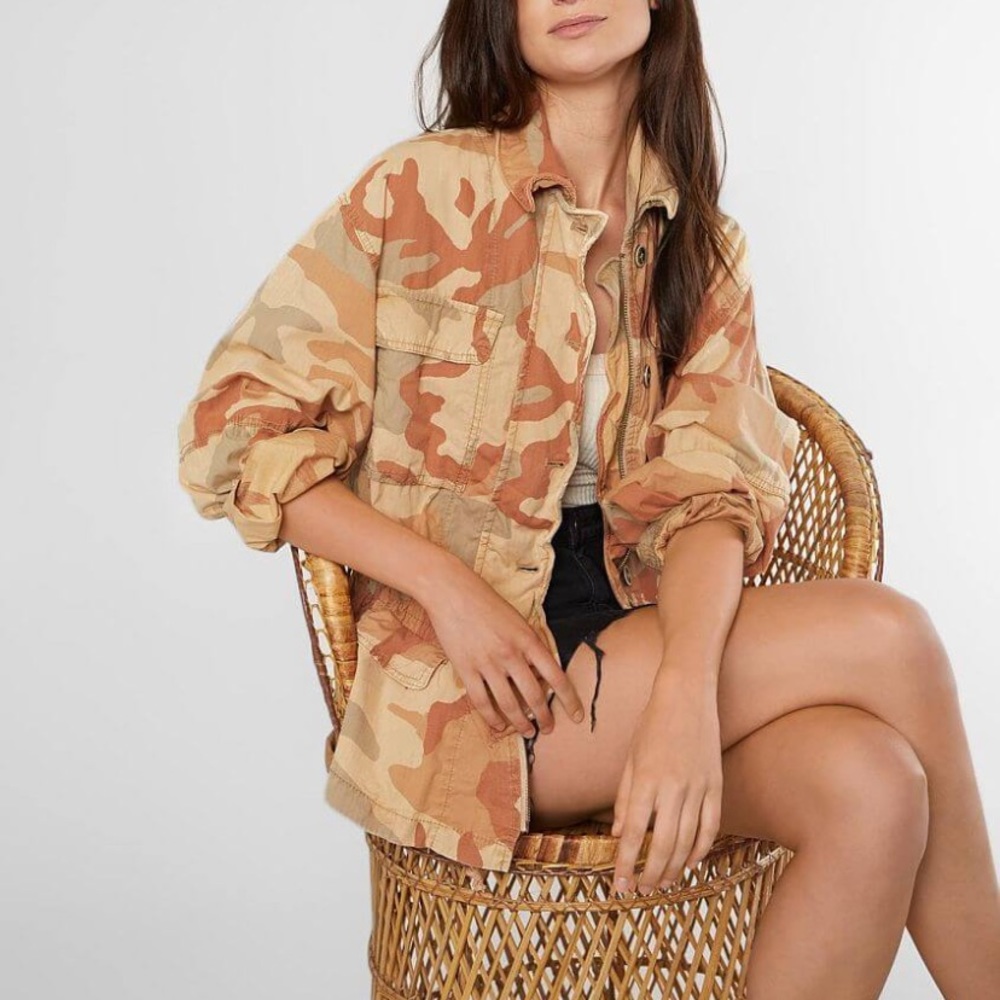 Free People Camo Field Jacket in Taupe